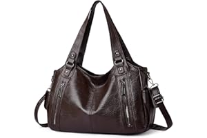 Mabecol Borsa Shopper Donna PU Grande Capacità Elegante Vintage Tote Rigida a Mano e a Spalla con Tracolla Regolabile per Lavoro Ufficio Università Quotidiana