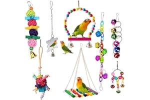 ESRISE Vogelspielzeug für Vögel, Kauspielzeug Vögel Spielzeug Holz Bell Haning Spielzeug für Conures Nymphensittiche Liebesvögel kleine Sittiche, Sittiche Finken (Mehrfarbig-A)
