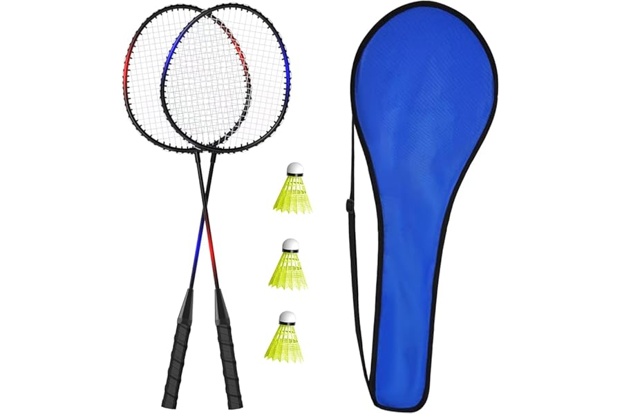 KH 2-4 Player Badminton Rackets Set for Adults Kids,Family Back Garden Sports Games,Racquets,Shuttlecocks & Carry Bag Included