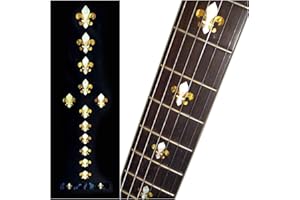 INLAYSTICKERS Adesivo a intarsio per chitarre e basso, Fleur de Lys - Bianco perla