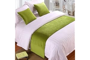 TTIILOE Bed Runners King Bed Soft Velvet Decor Bedding Cover Green Luxury Bedspread Bed Runners for Foot of Bed Bed Scarf Bed End Towel for Hotel Bedroom Wedding Room, 240x50cm
