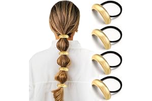 QIZHIQIAMY Coletero Metal Pelo, 4 Piezas Puño de Pelo de Metal, Gomas Pelos Mujer, Coleteros de Metals Geométricos, Hermosos Accesorios para Cabello para Niñas y Mujeres