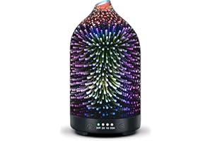 BOBOLYN Diffuseur d'huiles essentielles Diffuseur d'aromathérapie en Verre 120ML Humidificateur d'air ultrasonique avec 7-Couleurs Changeantes, Minuterie et Arrêt Automatique pour Chambre Salon Spa Yoga