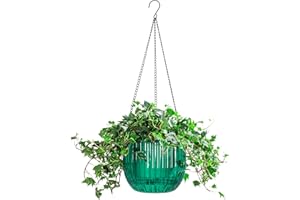 Melphoe Lot de 1 Pot de Fleurs à Suspendre à Auto-arrosage pour intérieur et extérieur, 21,6 cm, Panier de Pot de Fleurs Suspendu avec 3 Crochets et Trous de Drainage pour Jardin et Maison