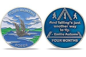 ‎ATSKNSK AtSKnSK 4 Monat Nüchternheit Münze Vier Monate AA Chips und Medaillons Nüchternheit Geschenke für Damen Männer Alkoholiker Anonyme Sucht Erholung Geschenk