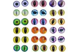 Julie Wang - Cabochons di vetro rotonde con motivo a occhio di drago assortite, per realizzare bambole e gioielli, Vetro, 30 mm