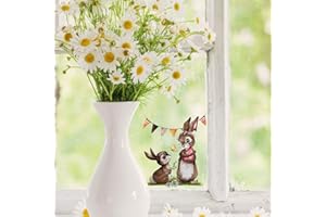 ilka parey wandtattoo-welt Mini-Fensterbilder Fensterbild Ostern Fuchs REH Hase Pusteblume wiederverwendbar Fensterdeko bf28mini - ausgewählte Farbe: *bunt* ausgewählte Größe: *2. Hasen mit Wimpel*