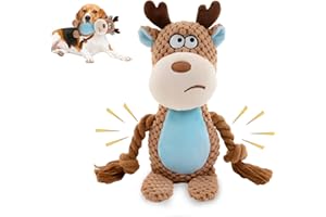 QILUCKY Squeaky Plush Dog Toys for Small and Medium Dogs - Indestructible Rope Toys With Natural Cotton, Interactive Stuffed Chew Toys With Crinkle Paper