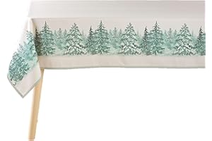 Douceur d'Intérieur, Nappe de Fête Rectangle (150 x 300 cm) Christmas Naturel, Polyester Imprimé