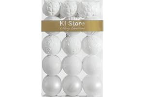 BUSYBEE Boules De Noël 6cm Blanche Decoration Sapin Noel 30 Pièces, Boîte de Boules de Noël en Plastique Incassable Décorations D'arbres De Noël pour Noël Décor De Mariage De Noel Ornements