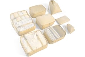 AMAYGA 8pcs Organisateur de Bagage de Sac Voyage Emballage Cubes Rangement pour Vêtement sous-Vêtement Chaussures Cosmétique