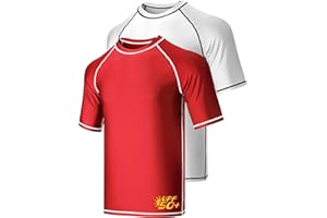 Liberty Imports 2-Pack Men's UV Short Sleeve Swim Shirts Loose Fit Rash Guards