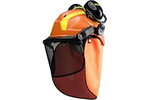 Uvex Pheos Kit per il Lavoro Forestale - Composto da Elmetto - Visiera a Rete - Cuffie Auricolari - Protezione del Collo - Arancione