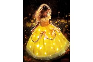 UPORPOR Lumineuse Halloween Robe de Princesse Fille Déguisement Noël Enfant Robe Princesse Anniversaire Fêté Carnaval Cosplay