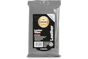 SIMONIZ Leather Car Wipes, Eco Friendly Biodegradable Car Cleaning Wipes To Restore & Protect Car Interior, Essential Car-Cleaning Products, Leather Wipes With Nourishing Oils, Pack Of 20 Wipes