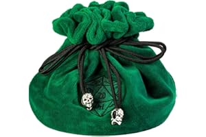 cusdie High-Capacity Velvet Dice Bags with Pockets Storage Bag Capacity 200+ Dice Holder for DND RPG Game Dices Collection(Forest Green)