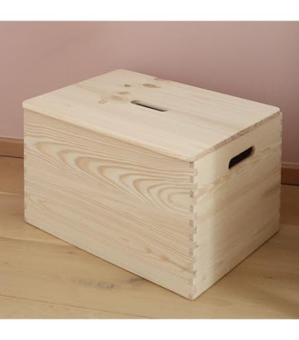 Holzfee Trio G Holzkisten Stapelkisten Set 59 x 40 x 60 cm 1 Kiste mit Deckel XL Aufbewahrungsbox (ohne Rollen) Küche, Haushalt & Wohnen