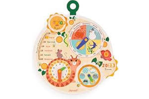 Janod - Roue du Temps en Bois FSC - Calendrier Éducatif Enfant - Jeu Éducatif - Jouet en Bois FSC - Dès 3 Ans, J09623