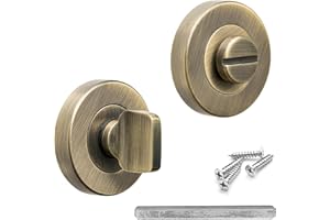 Decoranddecor Round Turn and Release Set for Bathroom Lock 54mm - Toilet Door Thumb Twist (Antique Brass)