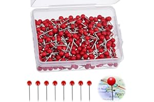 PCSFOE Lot de 200 Punaises Rouges pour Tableau d'Affichage, Carte du Monde - Petites Punaises 4 x 15 mm Avec Boîte Transparente pour Marquage, Bricolage, Tableaux en Liège, Bulletin Board