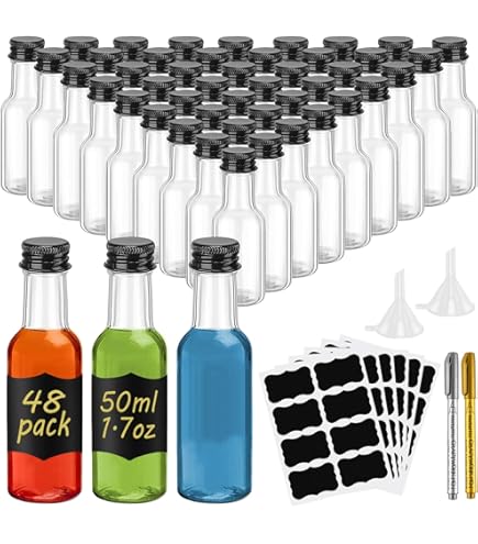 Patelai 48 Pcs Mini Glass Bottles Bulk With Caps Clear Flask Liquor Bottles Empty Alcohol Shot Bottling DIY Groomsmen Bridesmaids Valentine Wedding Gift For Vodka Beverages Whiskey Oil (100 Ml/ 3.4oz 12 thumbnail image