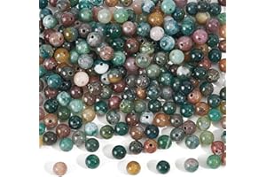 NBEADS 2,5 brins d'environ 212 perles d'agate indienne naturelle, rondes et lisses de 4 mm, perles d'espacement en vrac pour loisirs créatifs, colliers, bracelets, bijoux