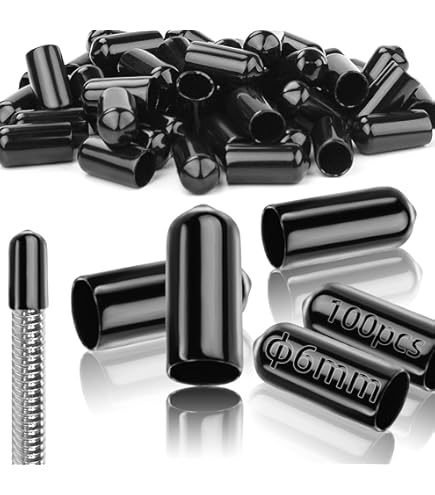 TA-VIGOR 50Pcs Rubber End Caps, 7mm ID Round Flexible Screw End Caps Thread Protectors, Black Vinyl Bolt Covers Rubber Covers For Screws, Tubes - View #6