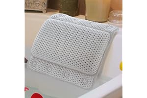 Taylor & Brown Bathtub Pillow, Luxury Relaxing White Soft Non Slip Cushioned Bath Pillow Waterproof Home Spa Headrest Cushion with 8 Slip Resistant Suction Cups (White)
