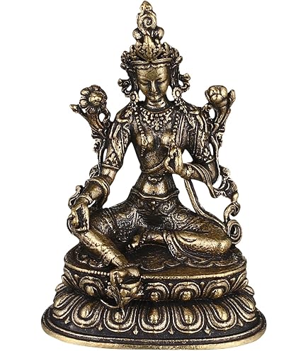 Colección China Antigua Tatua Asiática De Latón Guanyin Tara De