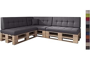 sunnypillow Set de 8 Coussins pour Palettes Euro Canapé Intérieur/Extérieur plusieures Tailles et Couleurs à Choisir Siège Appui Mousse Matelassée (Assise + Dossier) Anthracyt