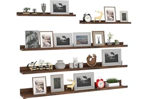 Giftgarden Mensola da Muro in Legno Composito,120cm Mensola Sospesa Marrone per Soggiorno,Cucina,Camera da Letto o Ufficio,Set di 5 con Diverse Dimensioni