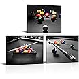 Apicoture Billiards Art Picture Wall Decor - Black And White Billiard Balls Pool Table Room Wall Decor Billiards Poster Prints Framed For Mens Berdroom Office Room Wall Decor Ready To Hang