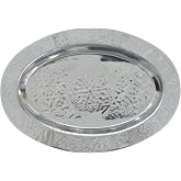 Paslanmaz &Ccedil;elik Oval Tepsi &ndash; 304 Kalite Krom Kaplama, Dekoratif ve Servis Ama&ccedil;lı Tabak (30 cm)