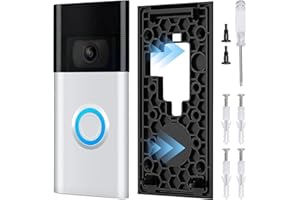 AEIPOU Replacement Wall Mount Bracket for 2nd Generation Ring Doorbell, No Drill Doorbell Mount Strong Self-Adhesive Plate Includes Screws Tape and Anti-Tamper Accessories Fittings Left or Right Adjustable