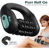 Purr Roll Go Titreşimli Şarjlı Sel&uuml;lit Masaj Aleti, Motorlu Silindir ve Vibrasyonlu &Ccedil;ift Etkili Bacak, Kol, Boyun Masaj Cihaz