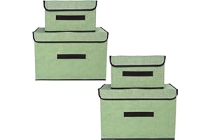 NCRGB Składane pudełka do przechowywania z pokrywką (36 cm/2 opakowania + 26 cm/2 sztuki) pojemników do przechowywania materiału z pokrywką, organizer na ubrania do przechowywania ubrań, kolor