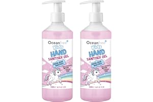 OCEAN FREE Fantasy Hand Sanitiser Gel - 500ml Pump Bottle - 70% Alcohol - Made in the UK (Pack of 2)