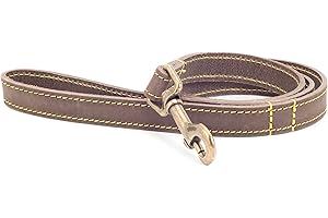 Ancol Handcrafted Heavy Duty Sable Timberwolf Leather Dog Lead - Soft Supple Leather Leash with Industrial Nylon Thread - 1m x 19mm
