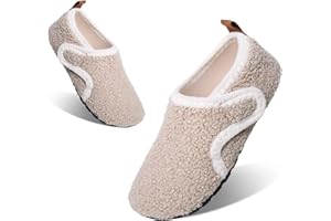 Tolaler Chaussons Enfant Fille Garçon Pantoufles Peluche Antidérapants Souple Confortable Chaudes Fermeture Auto-Agrippante Maison Intérieur Chaussons Hiver 21-32