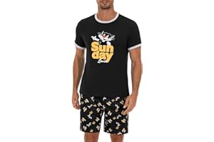 Demegimi Pijama Hombre Algodón Pijama de Verano Divertido Hombre Conjunto Pijama Hombre Verano Manga Corta Pijamas para Mangas Camiseta Cortas con Bolsillos