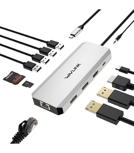 Base Docking DisplayLink 12 En 1 USB-C Para Mac M1/M2 – 2 HDMI, VGA, 3 USB 3.0, Ethernet, Carga 15W