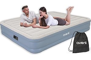 AVENLI Cama Inflable autoinflable 203x152x33 cm Gris – Colchón de Aire para 2 Personas con Bomba eléctrica integrada – Ideal como Cama supletoria, colchón de Camping o de Viaje