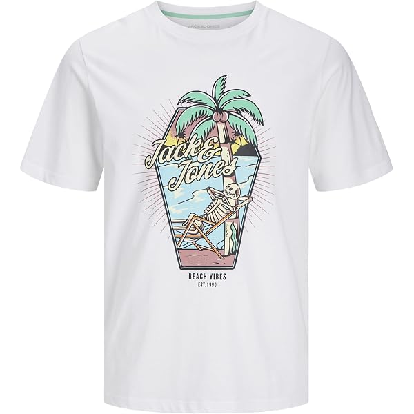JACK & JONES Jormanchester Sketch Tee SS Crew N Jnr, Bianco, 8 Anni