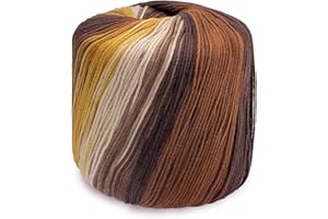 JIUZCARE Cotone Rainbow Sfumato Filato Cotone Filato Per Uncinetto Filo Cotone Grosso Gomitoli Di Filato Yarn Per Uncinetto Per Vestiti Tessuti, Cappelli, Borse, Giocattoli Per Bambini, Ecc. [133M, 46# Brown]