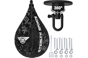 STEALTH SPORTS Speed Ball Boxing – MMA Speed Bag & Hanging Swivel Kit for Boxing Training – Punching Bag for Muay Thai, Kickboxing, Martial Arts, Reflex and Speed Training Striking Bag