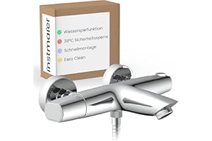 instmaier Beatrice | Badewannenarmatur mit Thermostat | Chrom | Duscharmatur aus Messing | Wasserhahn Badewanne | Thermostat mit Verbrühschutz | Wannenfüllarmatur