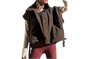 VNDUIFH Slouchy Fleece Vest,Women's Oversized Fleece Vest,Warm Button Down Gilet Outerwear with Pockets，Sleeveless Sherpa Vest