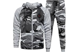 AOTORR Mens Tracksuit Set Gym Jogging Bottoms Full Zip Hooded Jacket Jogging Tops Sweatshirt