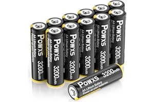 ‎POWXS POWXS AA Batterien 12 Stück 1,5V Lithium Eisen Doppel A Batterien 3200mAh Super Kapazität Kompatibel AA Batterien für High-Tech Geräte Lithium AA Batterie langlebig [Nicht Wiederaufladbar]