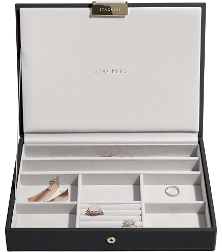 Coffret à Bijoux Stackers – 12 Compartiments Empilables – Pour Homme – Idéal Montres Et Boutons De Manchette